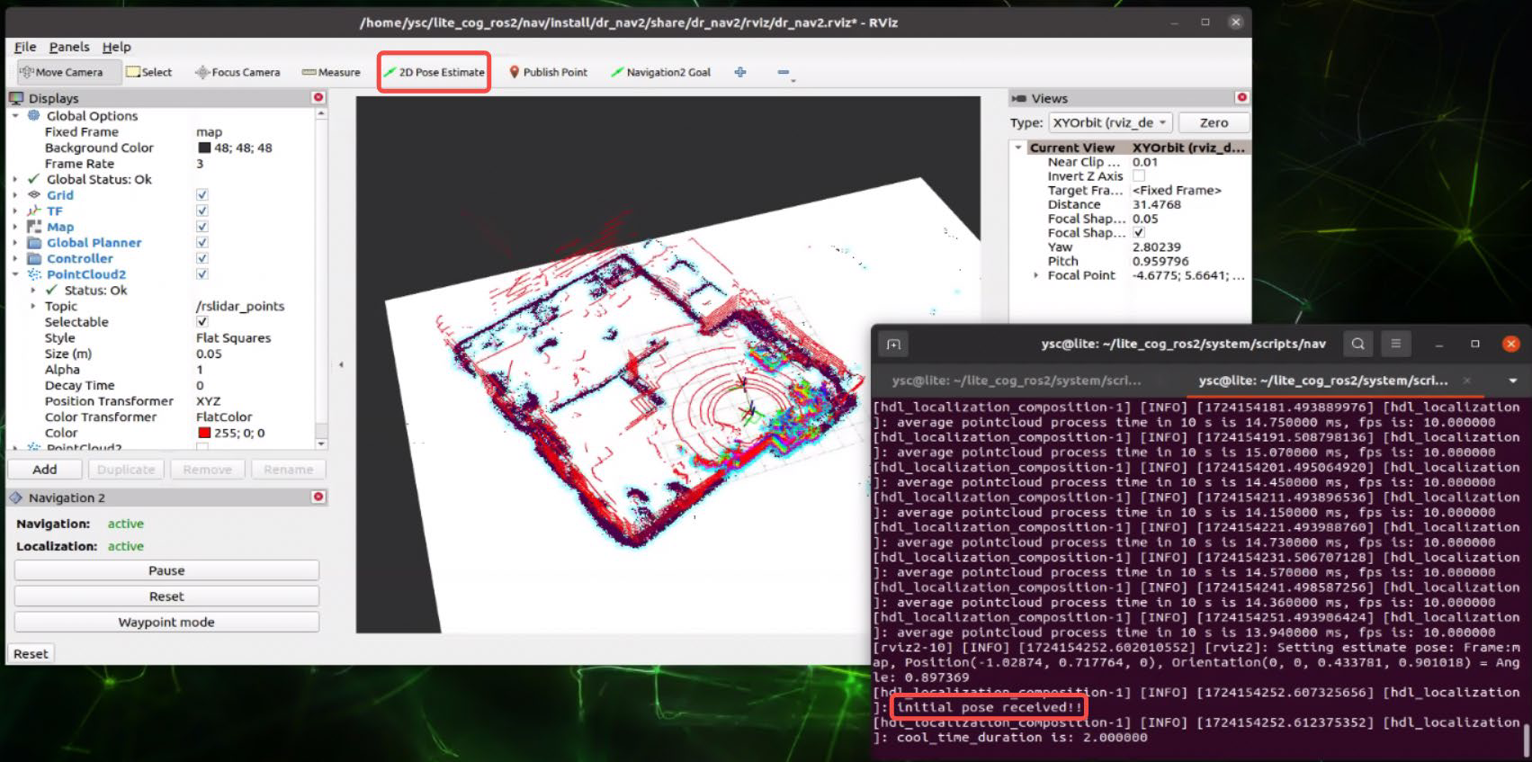 RViz Navigation Initialization (ROS2)