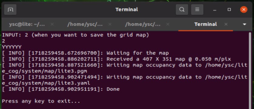 Input 2 to Save Grid Map (ROS2)