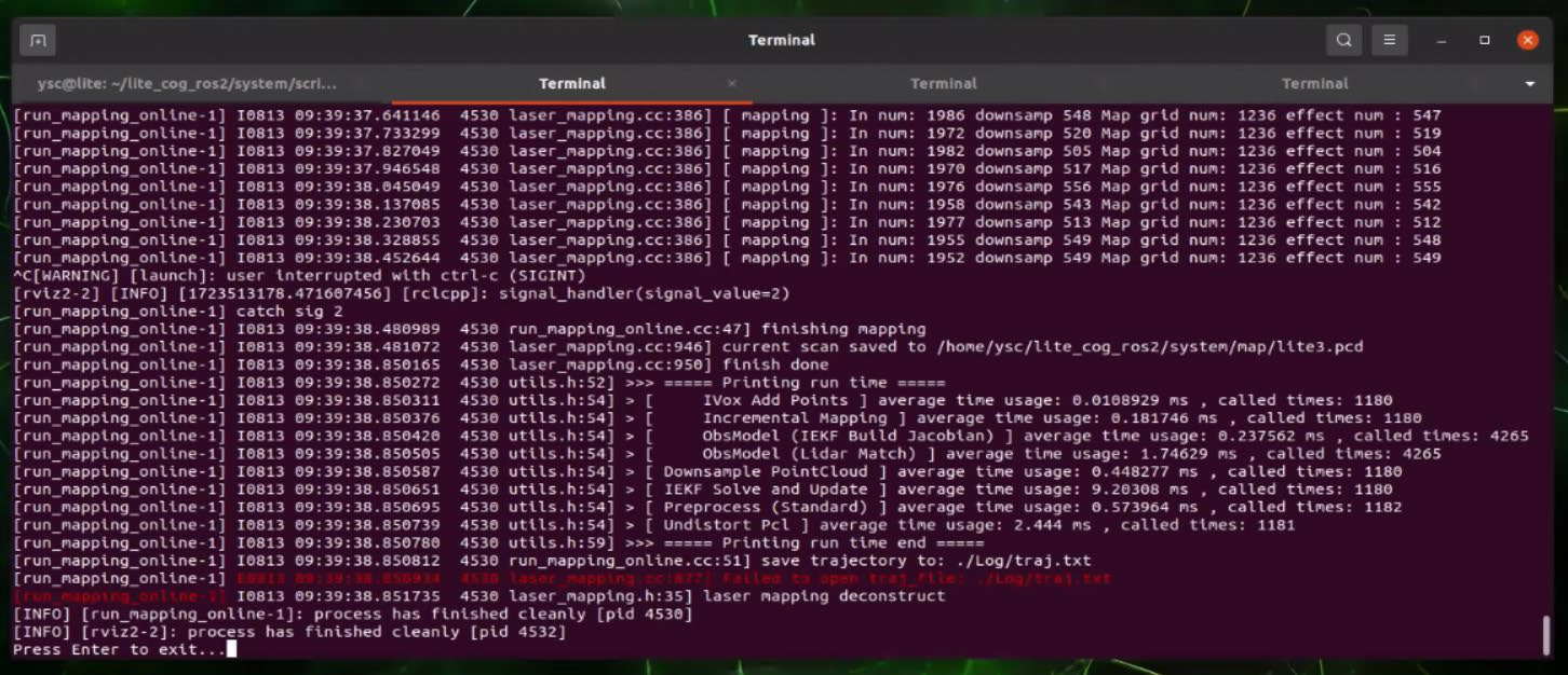 Terminal Output After Stopping Mapping (ROS2)