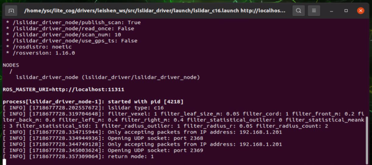 LiDAR Driver Startup Terminal